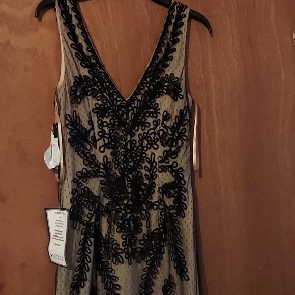 Betsy & Adam Soutache Mermaid Gown - Black/Nude - Picture 2 of 5